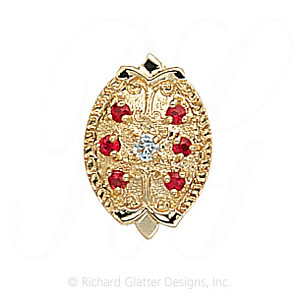 GS314 D/R - 14 Karat Gold Slide with Diamond center and Ruby accents 